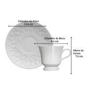 Xicara 190ml Para Chá Com Pires Tassel Porcelana Germer